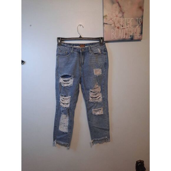 No Brand Denim - Pol Jean size M Destroyed Raw Hem Mom Jeans
